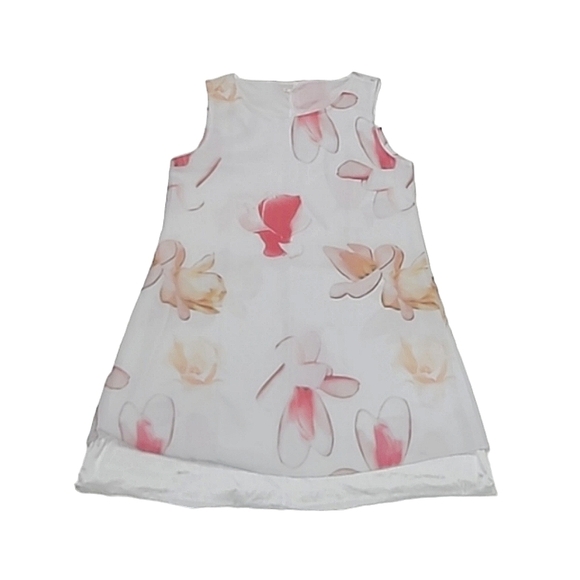 Dresses & Skirts - Floral Chiffon Mini Dress Sheer Lined Sleeveless Shift Tunic Boat Neck Flowery